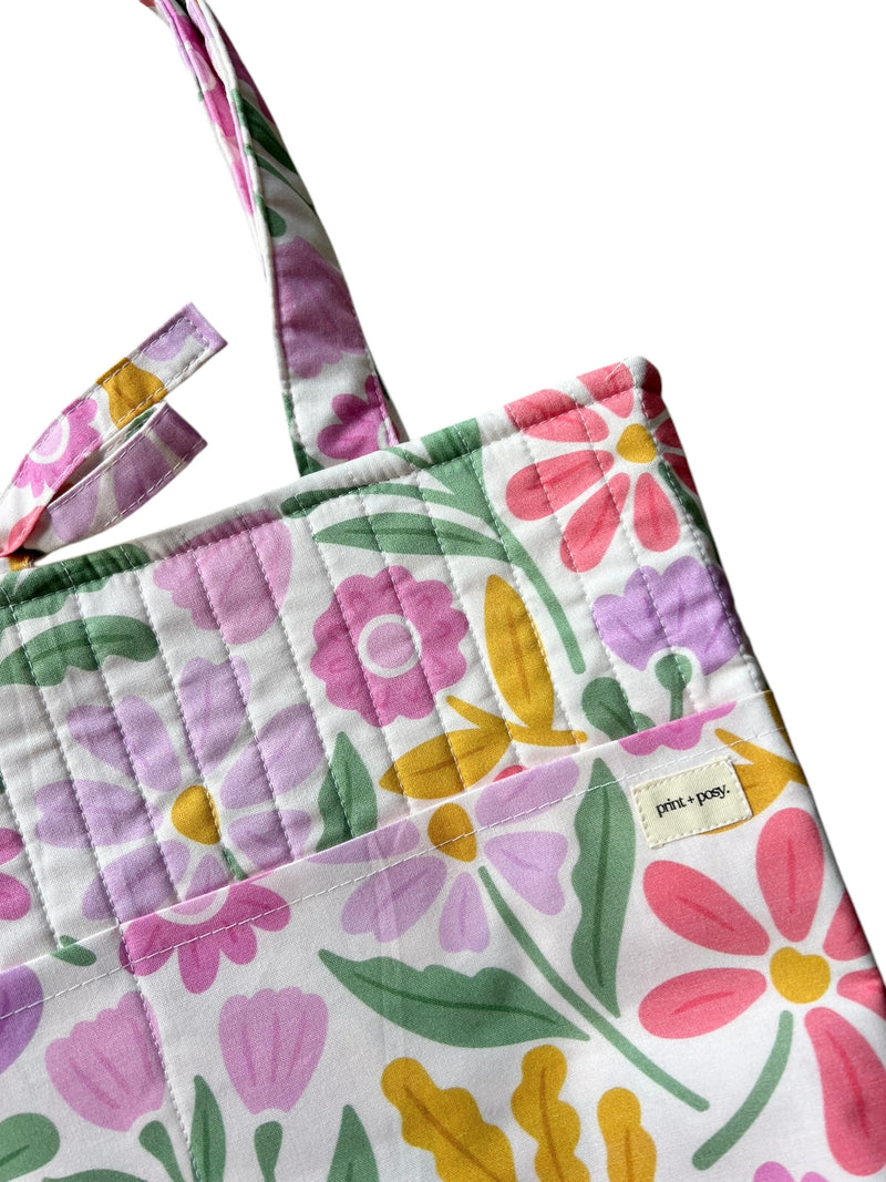 Iris Quilted Bucket Tie Tote