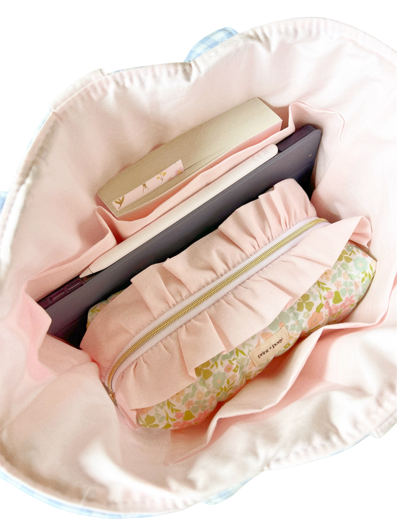Greta Gingham Ruffle Carry-All