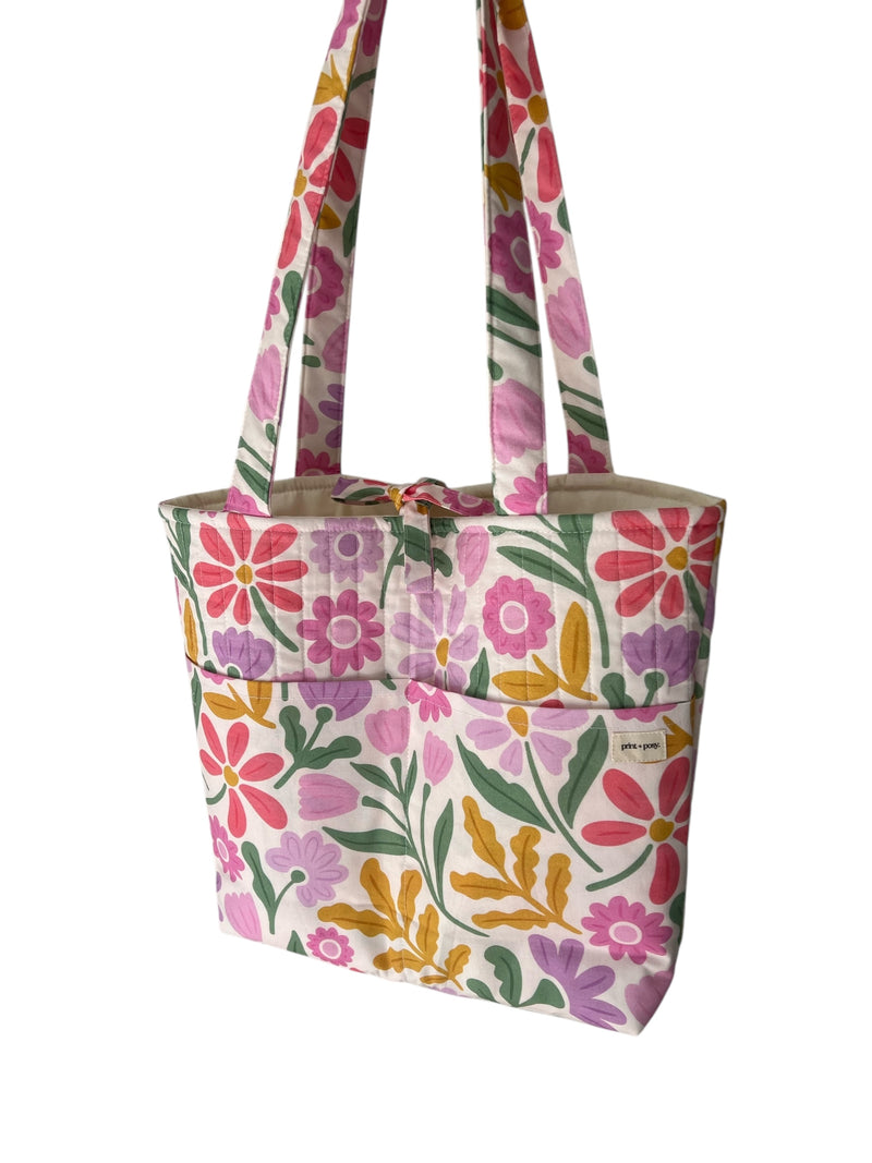 Iris Quilted Bucket Tie Tote
