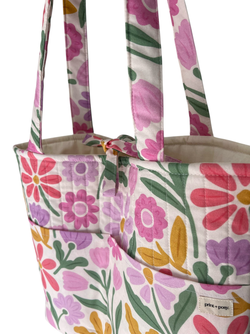 Iris Quilted Bucket Tie Tote