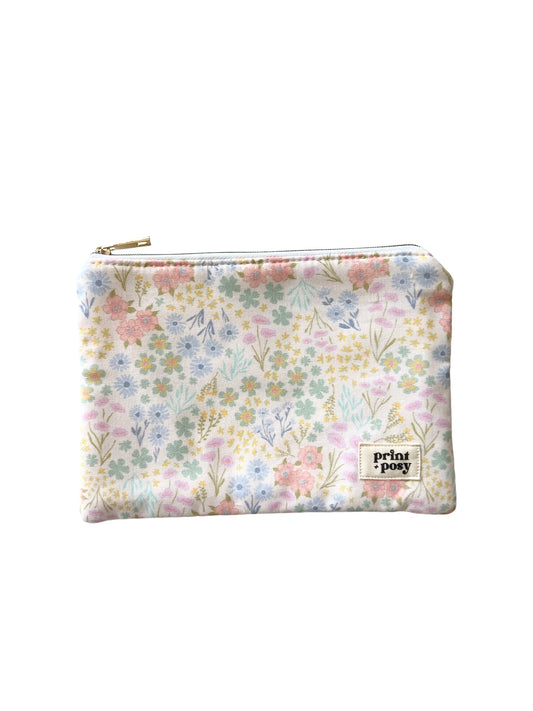 Cream Blossom Zipper Pouch