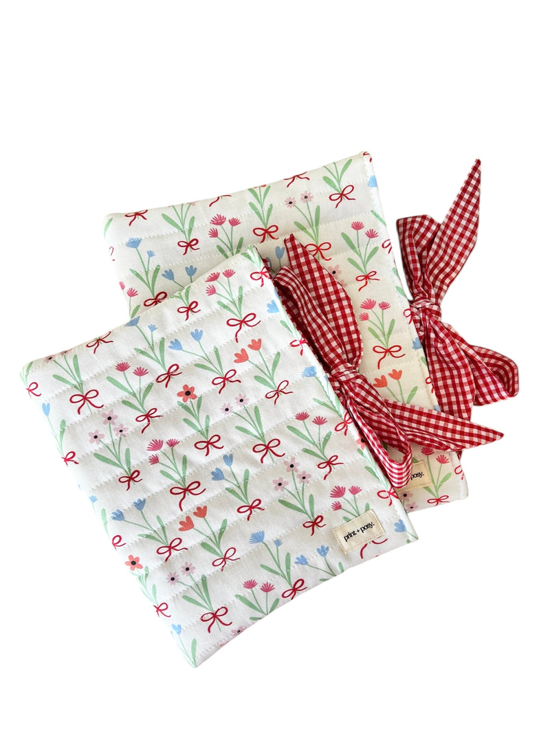 Rosie Bow Quilted Book Sleeve