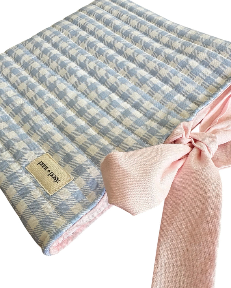 Wren Gingham Quilted Book Sleeve