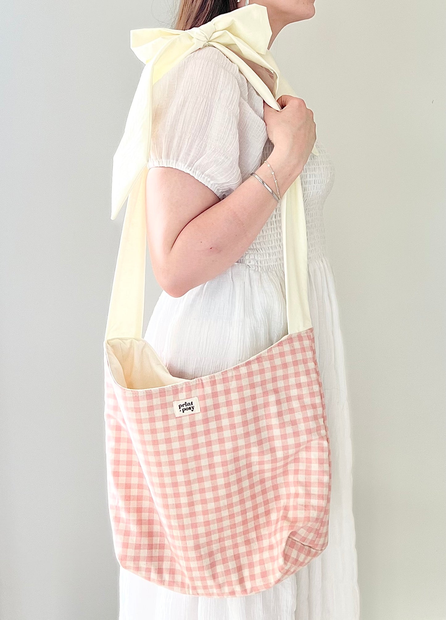 Pink Gingham Bow Tote