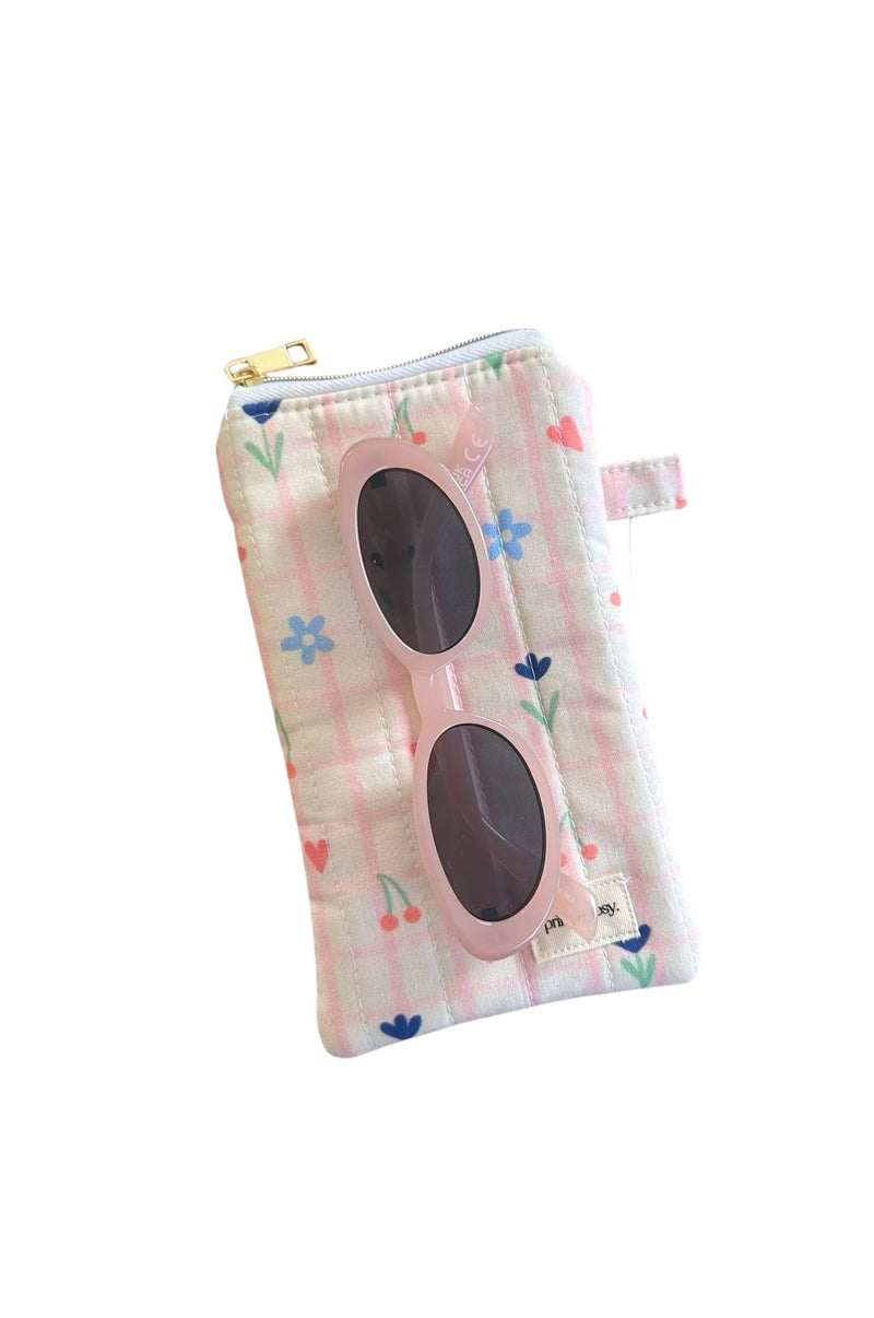 Cherry Check Quilted Sunnies Pouch