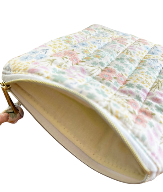 Cream Blossom Quilted Kindle Sleeve