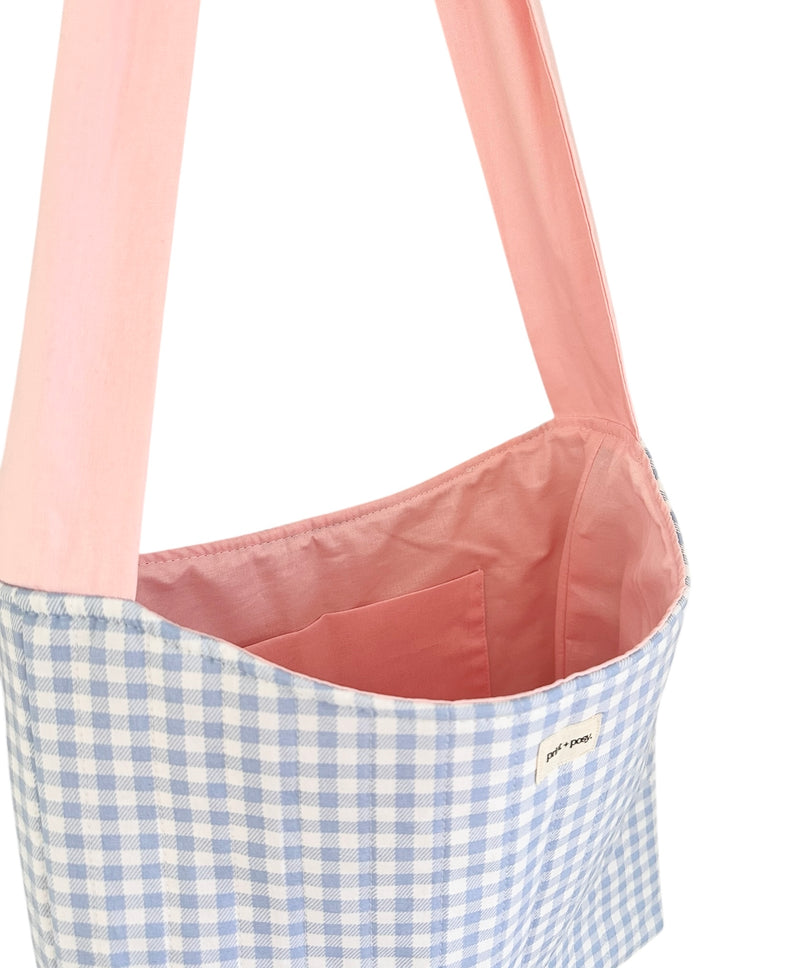 Wren Gingham Quilted Bow Tote
