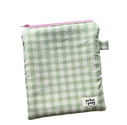 Green Gingham Kindle Pouch