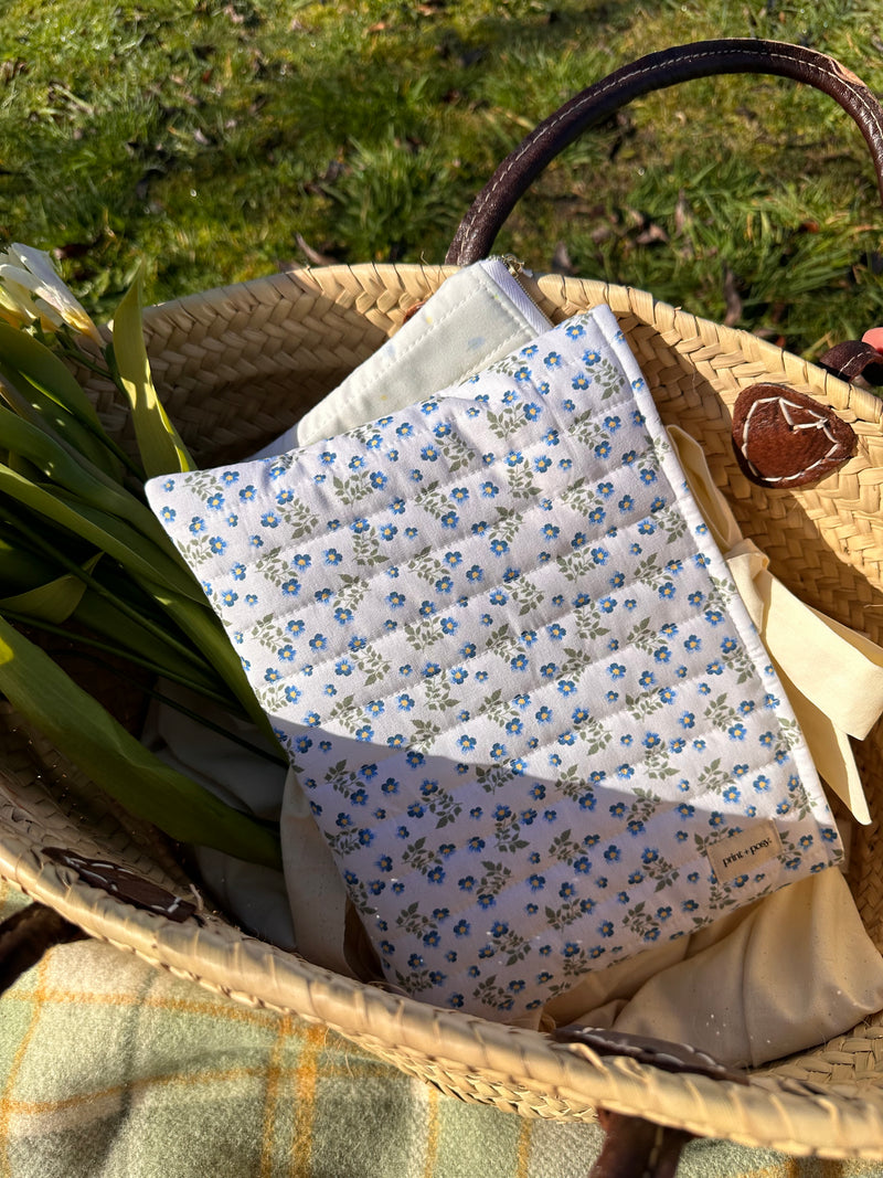 Ditsy Blue Quilted Book Sleeve