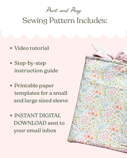 Posy Pocket tie Book Sleeve Sewing Pattern