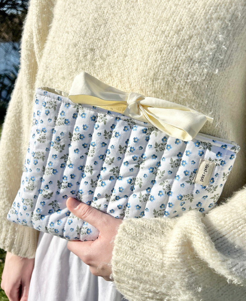 Ditsy Blue Quilted Book Sleeve
