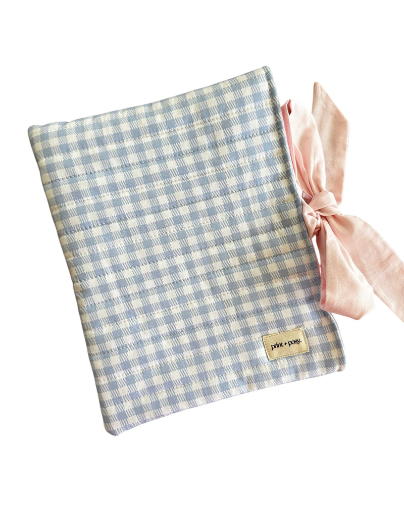 Wren Gingham Quilted Book Sleeve