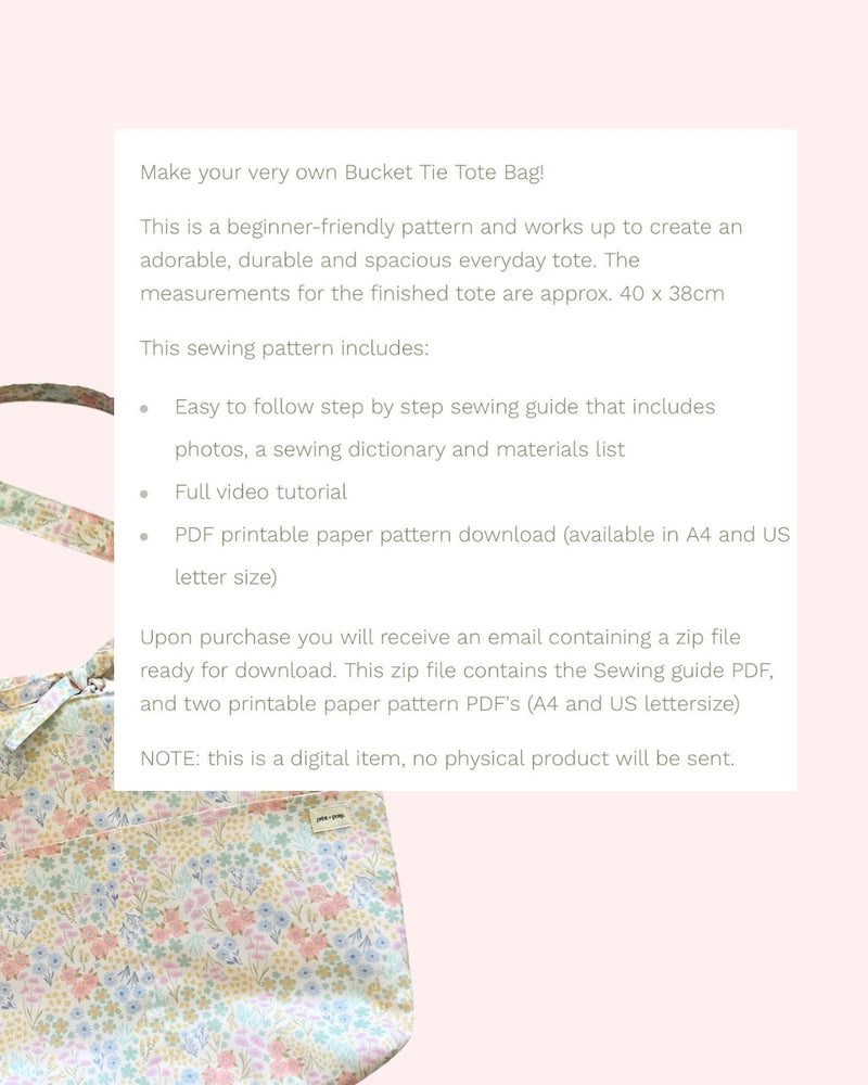 Bucket Tie Tote Bag Sewing Pattern