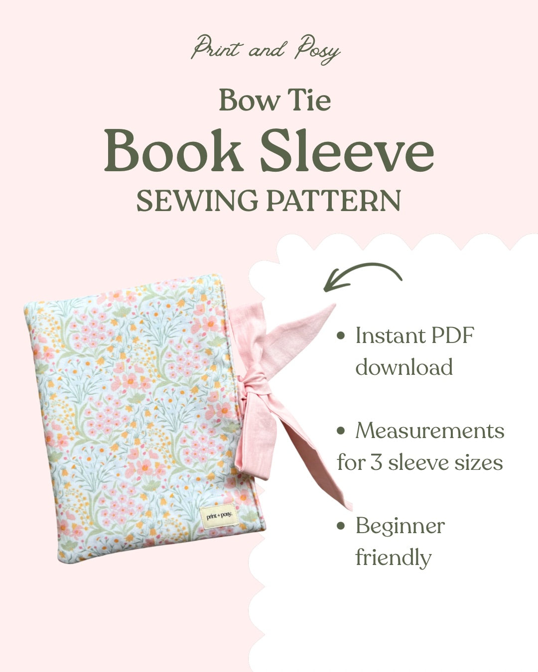 Posy Tie Book Sleeve Sewing Pattern