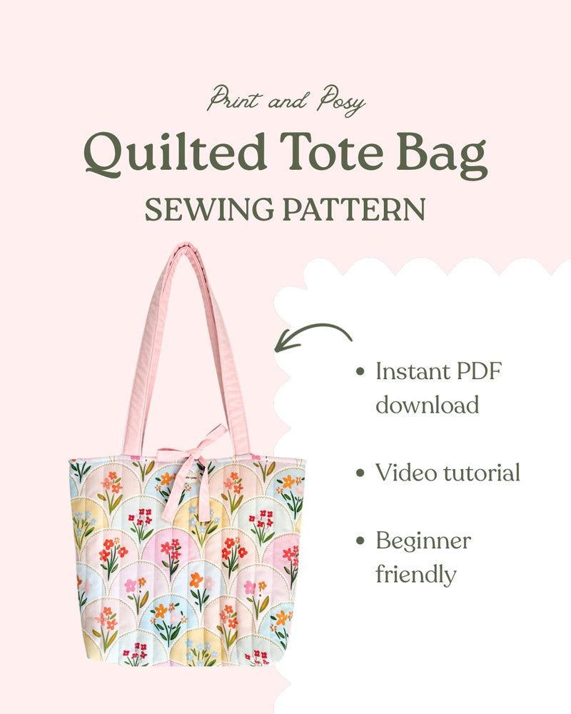 Quilted tote bag sewing pattern for beginner