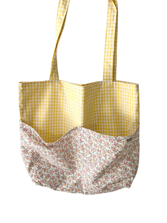 Daffodil Gingham Bucket Tote