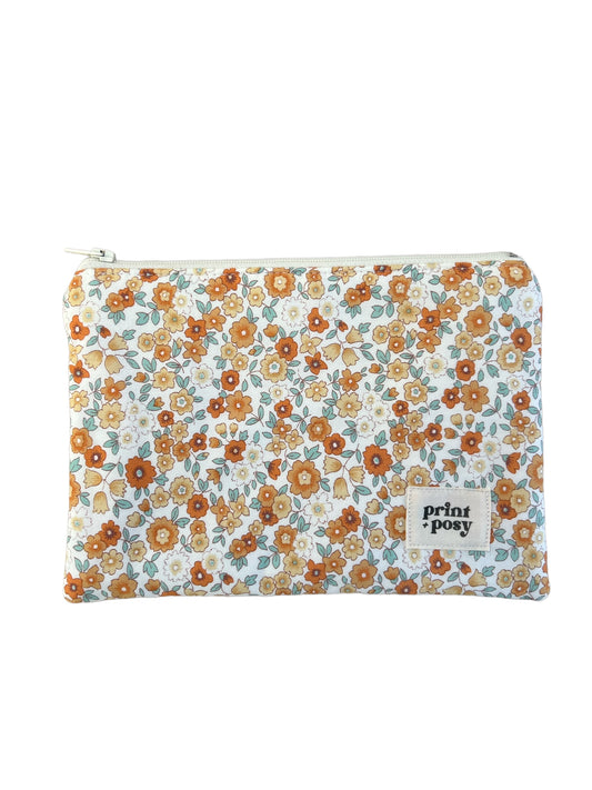 Yellow Floral Zipper Pouch