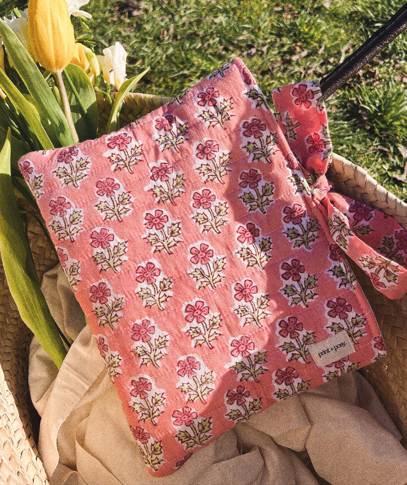 Coral Quilted Book Sleeve
